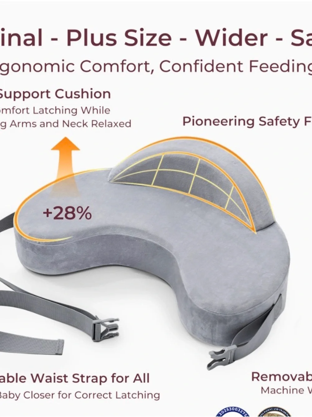 Multi-Stage Nursing & Support Pillow – Light Gray PRELOVED